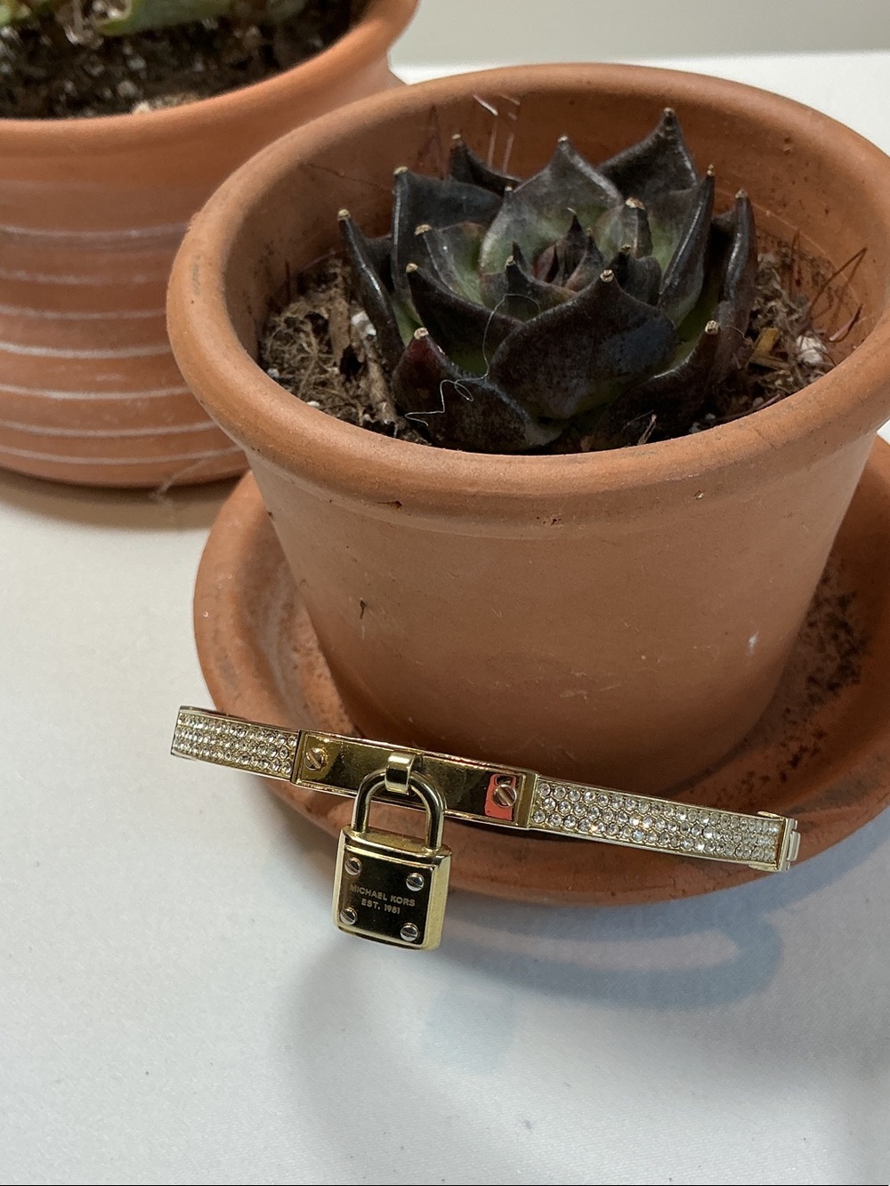 Michael Kors Gold Lock Charm Bangle Bracelet